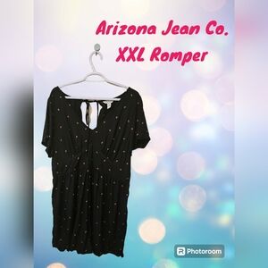 Plus Size Romper, XXL, Black with Subtle Flower Print